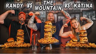 Icelands Tallest Burger Challenge w The Mountain Hafthorjulius and KatinaEatsKilos [upl. by Clite203]