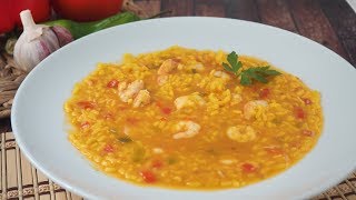 ARROZ CALDOSO CON GAMBAS ¡Plato familiar reconfortante [upl. by Ancel]