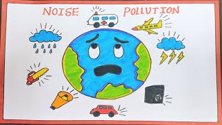 noise pollution drawing poster easy and simple  science drawing academy howtofunda craftpiller [upl. by Maxa669]