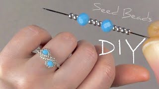 Simple Seed Bead Ring How to Make Easy Beaded Rings [upl. by Binni]