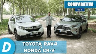 Comparativa SUV Toyota RAV4 Hybrid 2019 vs Honda CRV Hybrid 2019  Diariomotor [upl. by Osnofledi]