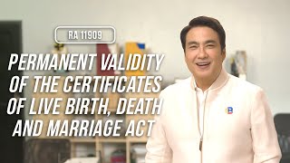 Permanent Validity of the Certificates of Live Birth Death and Marriage Act [upl. by Lednor]