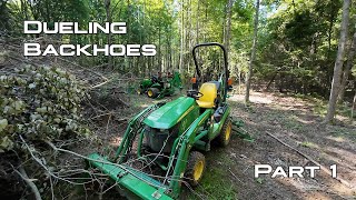 Dueling Backhoes Part 1  HydrosPlus vs Stock John Deere 1025R [upl. by Parsaye]