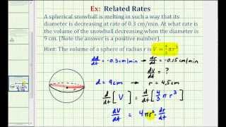 Ex Related Rates  Volume of a Melting Snowball [upl. by Veleda835]