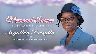 Memorial Service Celebrating the Life of Acynthia Peggy Forsythe  Sabbath November 2 2024  4 PM [upl. by Aneerb]