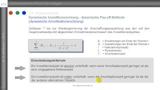 dynamische Amortisationsrechnung  PayoffMethode  Beispiel [upl. by Nuhsar650]