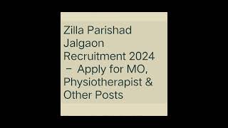 DTP Maharashtra Tracer 2024 Online FormZP Jalgaon Various Vacancy 2024Link is in Description [upl. by Sykes779]