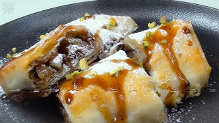 Easy Delicious PhylloFilo Pastry APPLE STRUDELTURNOVER [upl. by Lerad]