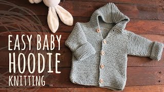 Tutorial Easy Baby Knitting Hoodie Cardigan [upl. by Emlin]