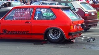 VW GOLF 1 Drag Racer VS GOLF 2 II  14 Mile Race Volkswagen Viertelmeile Rennen  Burnout [upl. by Anaek]