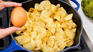 Only 3 ingredients Just add eggs to potato chips Its so delicious Easy breakfast lunch or dinner [upl. by Sessler495]