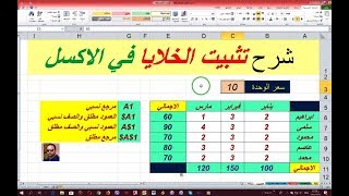 شرح تثبيت الخلايا في الاكسل وشرح انواع مراجع الخلايا مطلق ونسبي وتطبيق عملي بسيط [upl. by Ahsino]