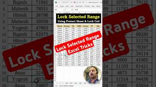 Excel Unique Tricks  Lock Selected Range  Lock Selected Range Protect and Lock Cell  ytshort [upl. by Adnahs]