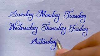 Days of the week  English cursive writing  Calligraphy [upl. by Orsino]