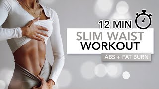 12 MIN SLIM WAIST WORKOUT Abs  Fat Burn  Eylem Abaci [upl. by Crain870]