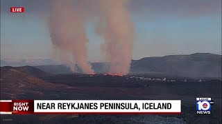 Volcano erupts in Iceland for 7th time since last December [upl. by Drabeck941]