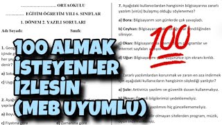 6Sınıf Bilişim Teknolojisi 1Dönem 2Yazılı [upl. by Ahsina]