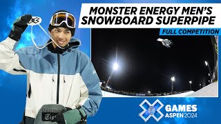 Monster Energy Men’s Snowboard SuperPipe FULL COMPETITION  X Games Aspen 2024 [upl. by Harned]