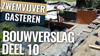 Drainage uitlaat plaatsen Zwemvijver  Bouwverslag zwemvijver Gasteren deel 10 [upl. by Leruj]