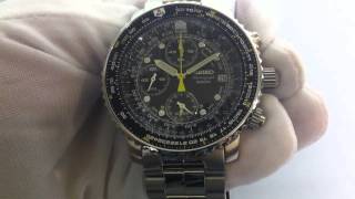 Mens Seiko Flight Alarm Chronograph Watch SNA411 [upl. by Minoru314]