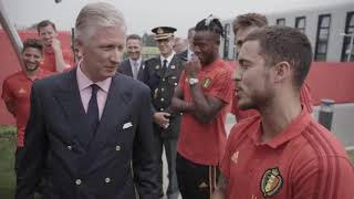 The King of Belgium visits the Belgian national team and jokes with Eden Hazard [upl. by Acus]