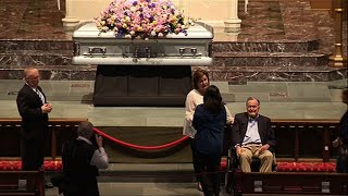 George HW Bush Greets Mourners of Barbara Bush [upl. by Noelani295]