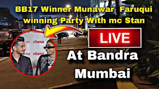 BB17 Winner 🏆 Munawar Faruqui private Party 🎉With Friends Ft Mc StanOrry Many more munawar live [upl. by Enytsuj195]