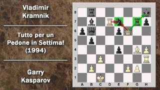 Partite Commentate di Scacchi 46 Kasparov vs Kramnik  Tutto per un Pedone in Settima  1994 [upl. by Leirud]