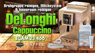 DeLonghi Cappuccino Brühgruppe reinigen Milchsystem amp Innenraum reinigen [upl. by Dedra]