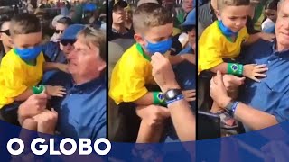 Bolsonaro tira máscara de criança em meio à pandemia de Covid19 no Rio Grande do Norte [upl. by Pedroza497]