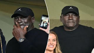 Michael Jordan photo sets off fan concerns at MonacoBarcelona soccer match [upl. by Huckaby]