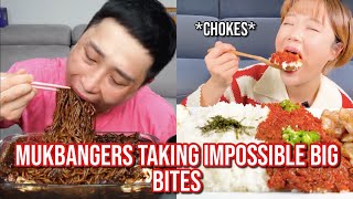 mukbangers taking IMPOSSIBLE big bites [upl. by Jemie]