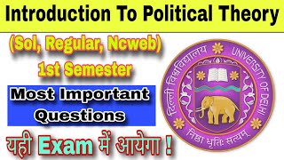 Introduction To Political Theory SOL 1st Semester BA PROG Expected Important Questions Info College [upl. by Alfred434]