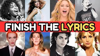 Finish The Lyrics 80s 90s 00s  Most Popular Songs Of All Time  Music Quiz 🎵 [upl. by Inohs]