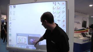 Panasonic elite Panaboard Multitouch Interactive Whiteboard UBT880 Demonstration at BETT 2010 [upl. by Oicnecserc]