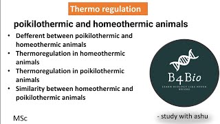 Thermoregulation in poikilothermic and homeothermic animals msc [upl. by Cynar]