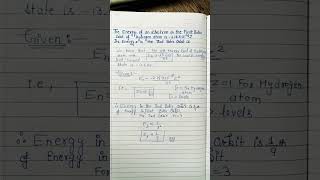 Calculate energy of electron in Bohrs orbit🌚👍🏻 [upl. by Ordnasela189]