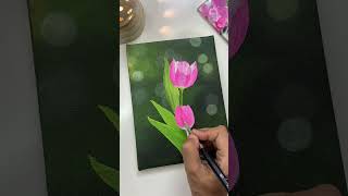 Tulip flower painting Acrylic painting [upl. by Fabian]