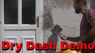 HOW I PATCH DRY DASH RENDERROUGHCASTPEBBLE DASH DEMO PART 1 [upl. by Eirahcaz]