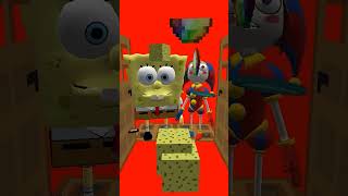 Door Leads To Pedro Pedro raccoon 🦝 VS Pomni 🤡 and SpongeBob 🧽 shorts minecraft [upl. by Iek]