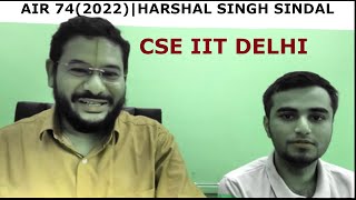 AIR 74 JEE ADVANCED 2022 HARSHAL SINGH SINDAL INTERVIEW WITH AMBARISH SIR [upl. by Eugilegna]