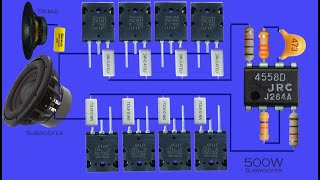 How to Ultra Subwoofer Amplifier Bass with 2SC5200 2SA1943 Transistor 4558 IC DIY Ultra Powerful [upl. by Jago]