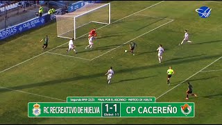 Resumen RC Recreativo de Huelva  CP Cacereño 2ª RFEF 2223 Final por el Ascenso Vuelta [upl. by Basilius]