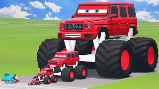 TRANSPORTING PIXAR CARS amp FRUITS WITH COLORED amp JOHN DEERE vs CLAAS vs TRACTORS  BeamNGdrive 962 [upl. by Assenav]