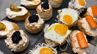 Haz estos 4 canapés de marisco en tan solo 5 minutos Perfectos para estas navidades 🤯🎄 [upl. by Aicilak]