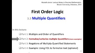 33 P24 FormalizeVerbalize Multiple Quantifiers in FOL [upl. by Aniala]