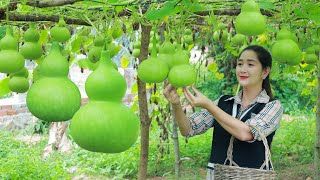 Cute bottle gourd recipe for dinner in my homeland  Have you ever eat this gourd in your country [upl. by Sherburne830]