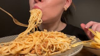 BOLOGNESE PASTA CHIPS ASMR MUKBANG NO TALKING [upl. by Alma]