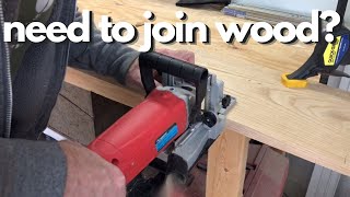 How to Use a Biscuit Joiner  Joining Boards on a Table Top [upl. by Alburga]