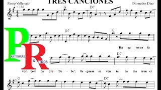 Tres Canciones Partitura Melodía y Acordes Ritmos Organeta Ricamúsica [upl. by Idna]